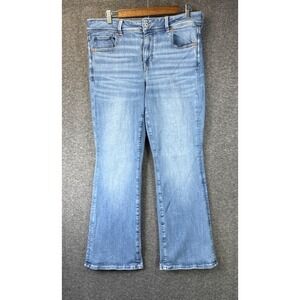 American Eagle Kick Boot Jeans Womens 14 S Light Blue Stretch Flare Country Farm